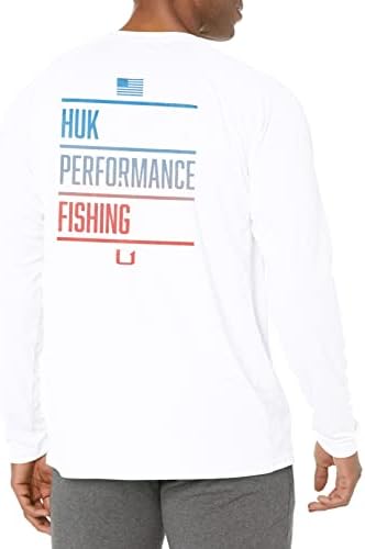 מרדף דגל אמריקנה לגברים של הוק | חולצת דיג של ביצועים עם שרוול ארוך עם +30 הגנה על שמש UPF